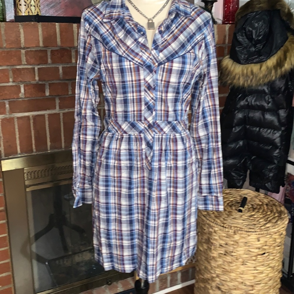 Heritage 1981 Blue Plaid Shirt Dress.